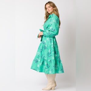 F40 new fantastic fawn cotton floral dress small medium large midi belted